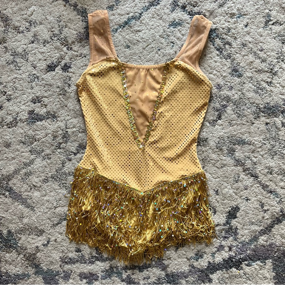 A Wish Come True Gold Fringe Dance Costume